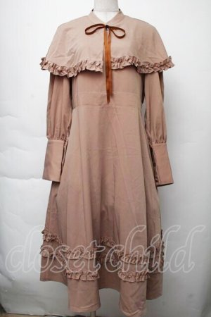 画像: FLC / MINA*ケープワンピース  ピンクベージュ S-25-11-28-1048-LO-OP-AS-ZS