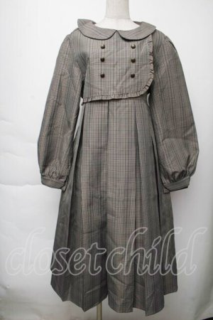 画像: FLC / チェック柄ボックスプリーツワンピース  ブラウン S-25-11-28-1049-LO-OP-AS-ZS