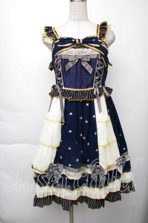 画像: BABY,THE STARS SHINE BRIGHT / Etoile Filante  お星さまに願いを ジャンパースカート  紺 S-25-11-28-1051-BA-OP-AS-ZS
