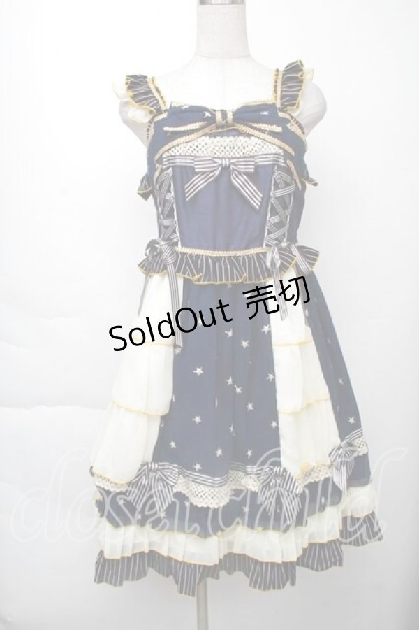 画像1: BABY,THE STARS SHINE BRIGHT / Etoile Filante  お星さまに願いを ジャンパースカート  紺 S-25-11-28-1051-BA-OP-AS-ZS (1)