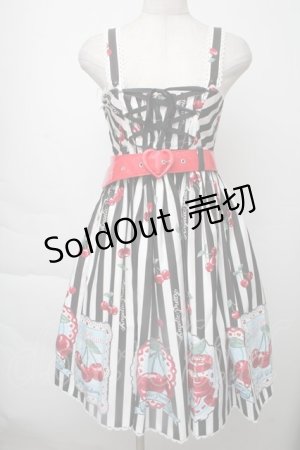 画像: Angelic Pretty / Cherry Stampジャンパースカート  黒ｘ白 S-25-11-28-1052-AP-OP-AS-ZS