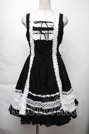 画像: BABY,THE STARS SHINE BRIGHT / レースフリルジャンパースカート  黒 S-25-11-28-1053-BA-OP-AS-ZS