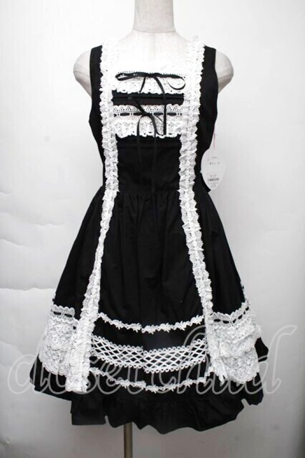 画像1: BABY,THE STARS SHINE BRIGHT / レースフリルジャンパースカート  黒 S-25-11-28-1053-BA-OP-AS-ZS (1)