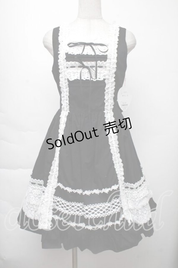 画像1: BABY,THE STARS SHINE BRIGHT / レースフリルジャンパースカート  黒 S-25-11-28-1053-BA-OP-AS-ZS (1)