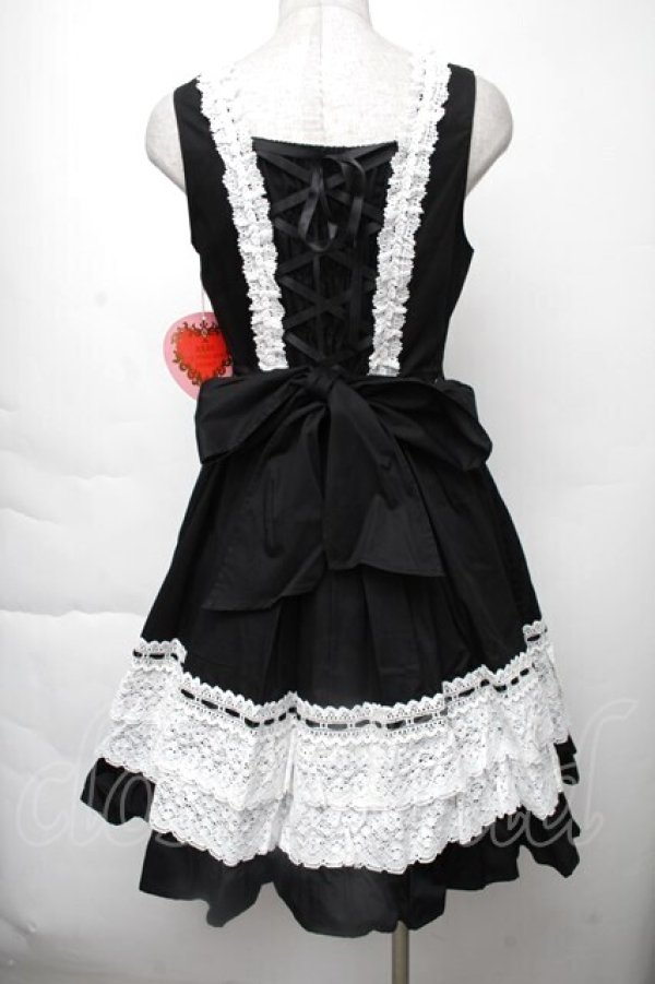 画像2: BABY,THE STARS SHINE BRIGHT / レースフリルジャンパースカート  黒 S-25-11-28-1053-BA-OP-AS-ZS (2)