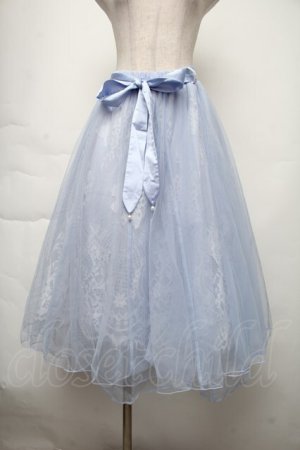 画像: axes femme POETIQUE / リボン付レース×チュールスカート  サックス S-25-11-28-1060-AX-SK-AS-ZS