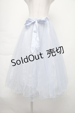 画像: axes femme POETIQUE / リボン付レース×チュールスカート  サックス S-25-11-28-1060-AX-SK-AS-ZS