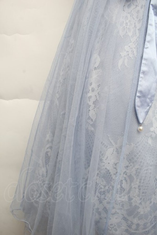 画像3: axes femme POETIQUE / リボン付レース×チュールスカート  サックス S-25-11-28-1060-AX-SK-AS-ZS (3)