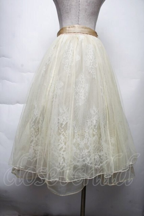 画像2: axes femme POETIQUE / リボン付レース×チュールスカート  イエロー S-25-11-28-1061-AX-SK-AS-ZS (2)