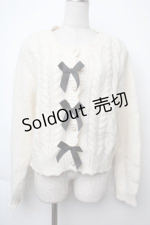 画像: melume / 3連リボンカーディガン  オフ S-25-11-28-1013-LO-TO-AS-ZS