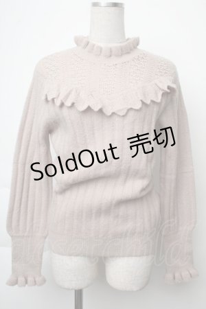 画像: an another angelus / ヨークレース編み切替ニットプルオーバー  ベージュ S-25-11-28-1020-CA-TO-AS-ZS