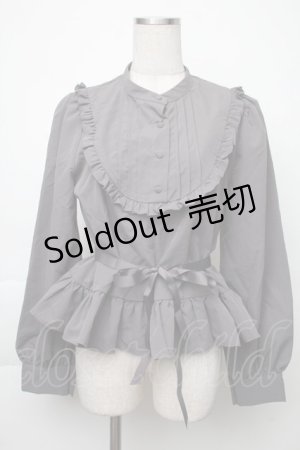 画像: FLC / 皆方由衣コラボペプラムブラウス  グレー S-25-11-28-1021-LO-BL-AS-ZS