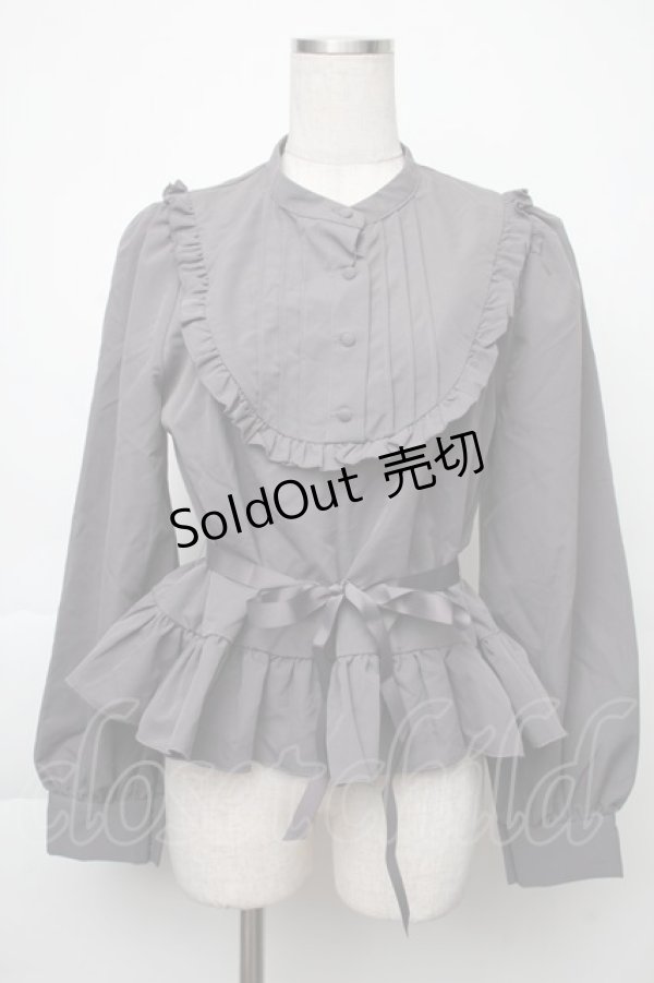 画像1: FLC / 皆方由衣コラボペプラムブラウス  グレー S-25-11-28-1021-LO-BL-AS-ZS (1)