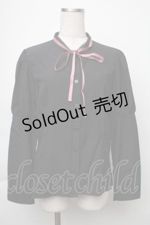 画像: Kurumi Collaboration / KRデシンジゴスリブラウス  黒 S-25-11-28-1023-LO-BL-AS-ZS