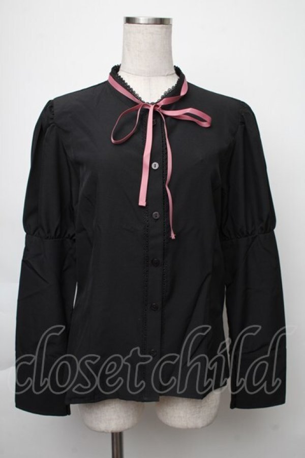 画像1: Kurumi Collaboration / KRデシンジゴスリブラウス  黒 S-25-11-28-1023-LO-BL-AS-ZS (1)