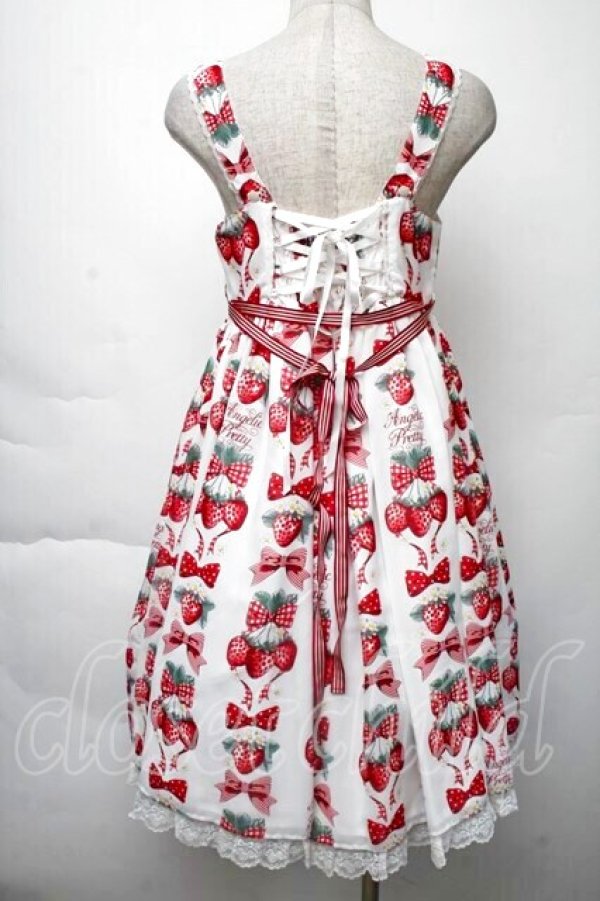 画像2: Angelic Pretty / Strawberry Dollジャンパースカート  白 S-25-11-28-1027-AP-OP-AS-ZS (2)