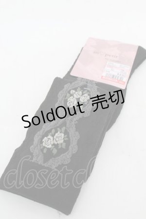 画像: m petit by misako / ECAMOVKバラレースソックス  黒 S-25-11-28-1005-LO-ZA-AS-ZS