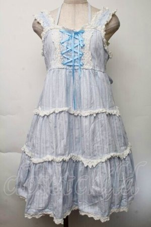 画像: BABY,THE STARS SHINE BRIGHT / からみ3段ティアードジャンパースカート  サックス S-25-11-28-1037-BA-OP-AS-ZS