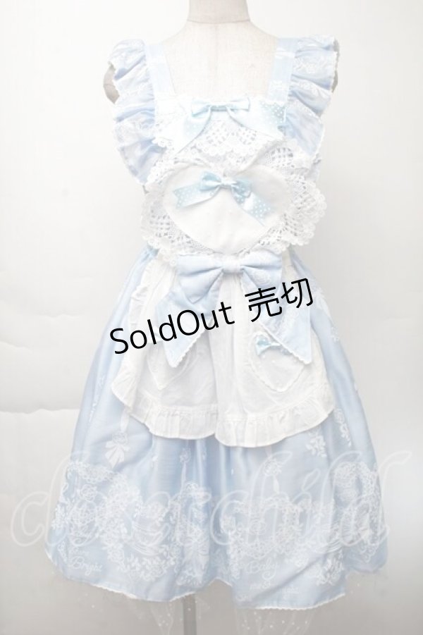 画像1: BABY,THE STARS SHINE BRIGHT / Sugar Rose Tea Timeプリントハートジャンパースカート  サックス S-25-11-28-1039-BA-OP-AS-ZS (1)