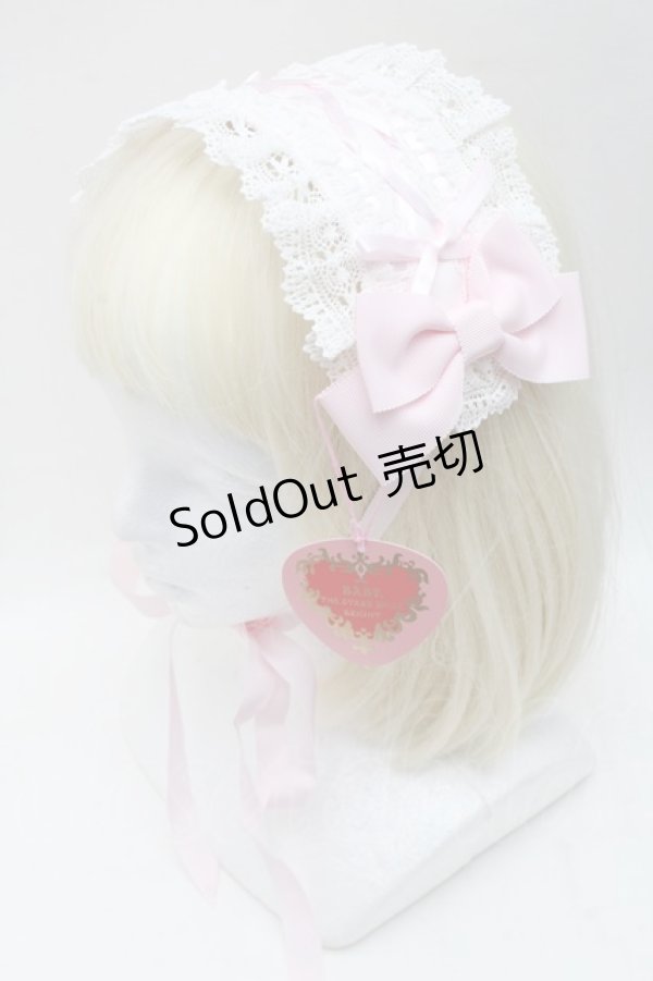 画像1: BABY,THE STARS SHINE BRIGHT / はしごレースのスピンドールヘッドドレス (綿サテン生地)  ピンク S-25-11-28-014-BA-AC-AS-ZS (1)