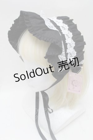 画像: metamorphose / フリルブリム付ヘッドドレス  黒ｘ白 S-25-11-28-018-ME-AC-AS-ZS