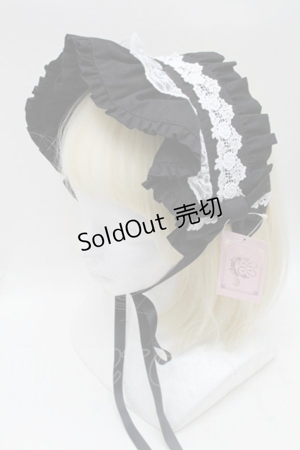 画像1: metamorphose / フリルブリム付ヘッドドレス  黒ｘ白 S-25-11-28-018-ME-AC-AS-ZS (1)