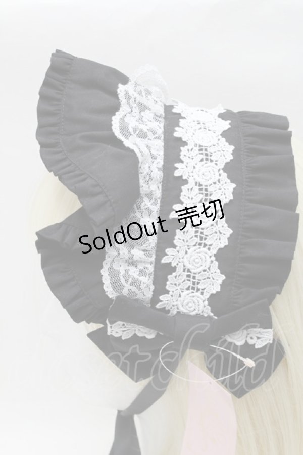 画像3: metamorphose / フリルブリム付ヘッドドレス  黒ｘ白 S-25-11-28-018-ME-AC-AS-ZS (3)