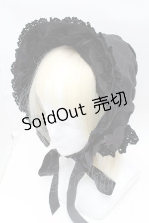 画像: BABY,THE STARS SHINE BRIGHT / トーションレースのフルボンネット  黒 S-25-11-28-031-BA-AC-AS-ZS