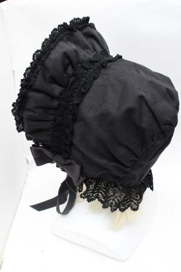 画像3: BABY,THE STARS SHINE BRIGHT / トーションレースのフルボンネット  黒 S-25-11-28-031-BA-AC-AS-ZS (3)