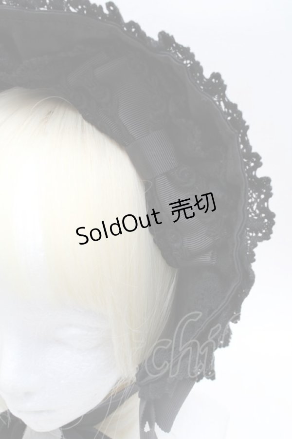 画像4: BABY,THE STARS SHINE BRIGHT / トーションレースのフルボンネット  黒 S-25-11-28-031-BA-AC-AS-ZS (4)