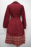 画像2: axes femme / チェックバイカラーシャツワンピース  ワイン S-25-11-30-035-AX-OP-HR-ZS (2)