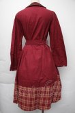 画像2: axes femme / チェックシャツワンピース  ワイン S-25-11-30-036-AX-OP-HR-ZS (2)