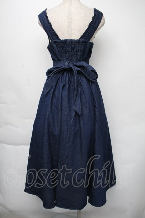 画像2: axes femme / バラ刺繍ジャンスカ  インディゴ S-25-11-30-042-AX-OP-HR-ZS (2)