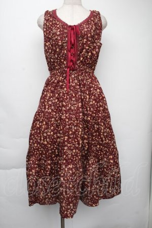 画像: axes femme / ヴィンテージ花柄ワンピース  ワイン S-25-11-30-044-AX-OP-HR-ZS