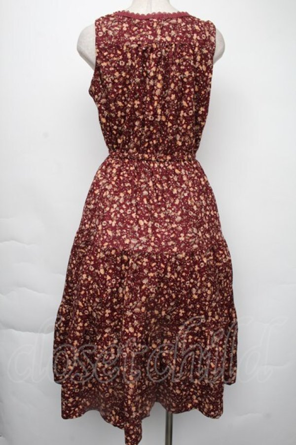 画像2: axes femme / ヴィンテージ花柄ワンピース  ワイン S-25-11-30-044-AX-OP-HR-ZS (2)