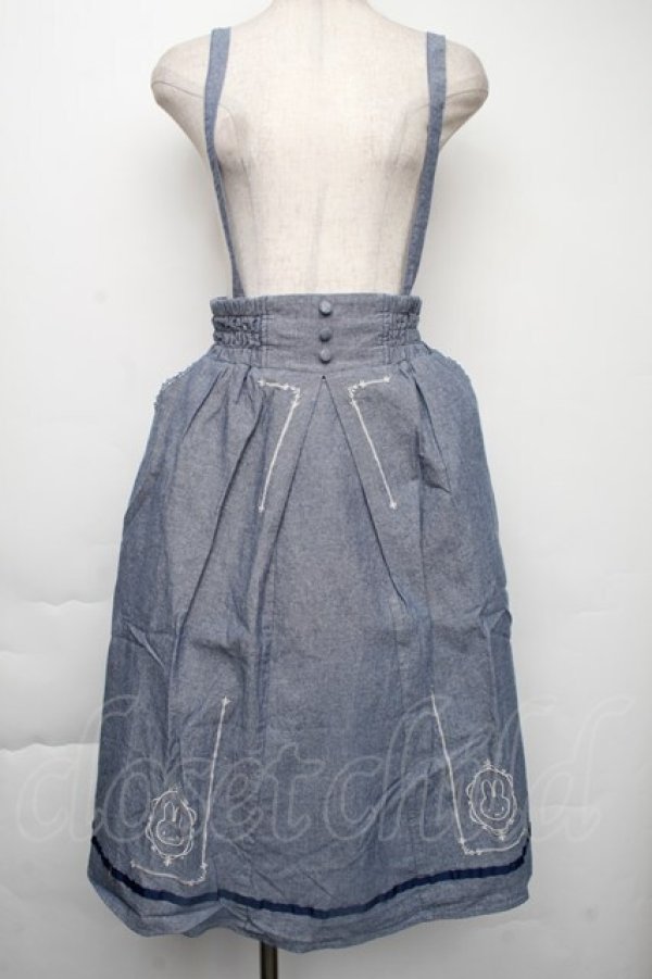 画像1: axes femme / miffy/刺繍サス付きスカート  紺 S-25-11-30-046-AX-SK-AS-ZS (1)