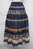 画像1: axes femme / ベルト付きボーダーフラワースカート  紺 S-25-11-30-052-AX-SK-HR-ZS (1)