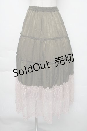 画像: axes femme / 裾レースティアードスカート  カーキ S-25-11-30-056-AX-OP-HR-ZS