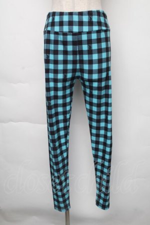 画像: NieR Clothing / チェックレギンスパンツ  黒ｘブルー S-25-11-30-057-PU-PA-HR-ZS