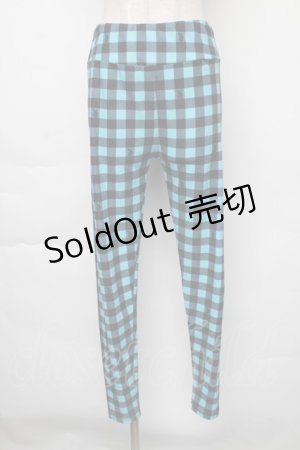 画像: 【SALE】NieR CLOTHING / チェックレギンスパンツ  黒ｘブルー S-25-11-30-057-PU-PA-HR-ZT044