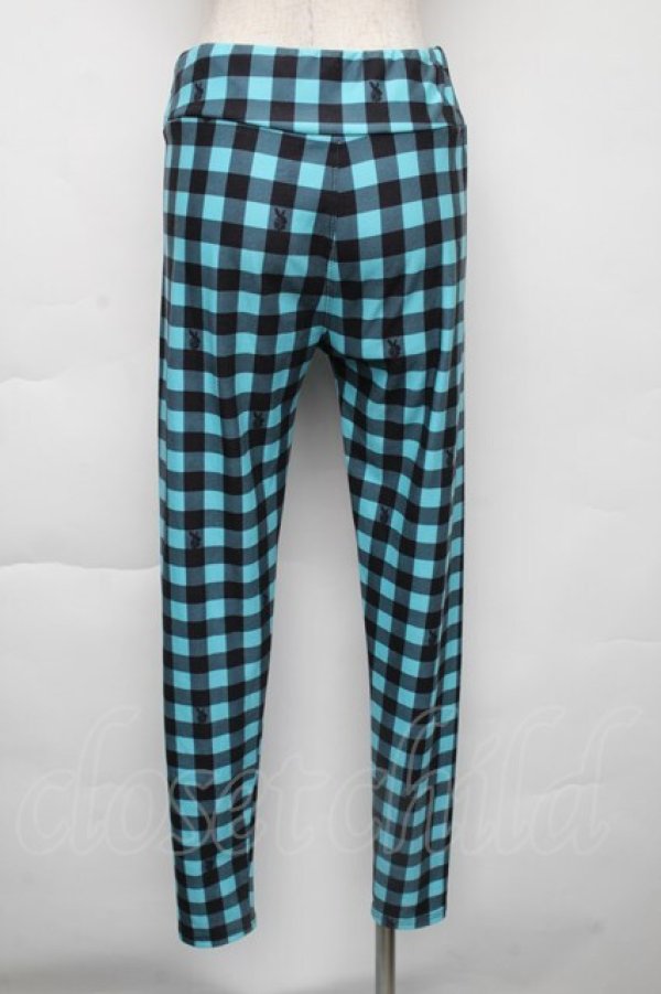 画像2: NieR Clothing / チェックレギンスパンツ  黒ｘブルー S-25-11-30-057-PU-PA-HR-ZS (2)