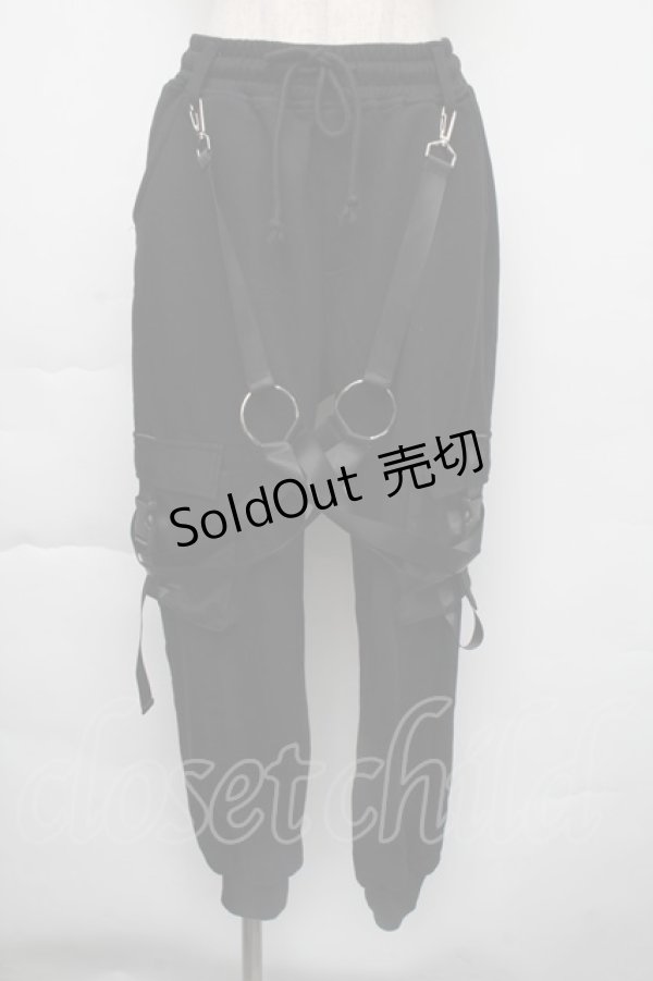 画像1: KRY CLOTHING / ハーネス付きスウェットパンツ  黒 S-25-11-30-058-EL-PA-HR-ZS (1)