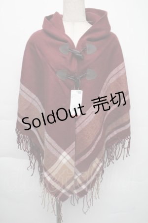 画像: axes femme / サイドラインポンチョ  ワイン S-25-11-30-060-AX-TO-HR-ZS