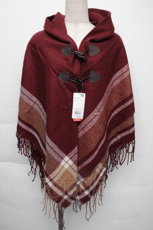 画像1: axes femme / サイドラインポンチョ  ワイン S-25-11-30-060-AX-TO-HR-ZS (1)