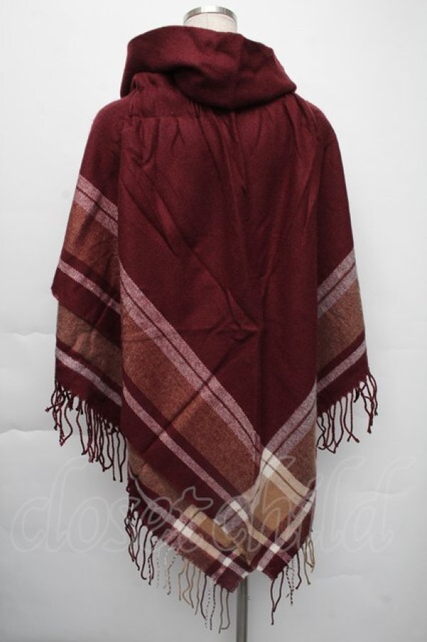 画像2: axes femme / サイドラインポンチョ  ワイン S-25-11-30-060-AX-TO-HR-ZS (2)