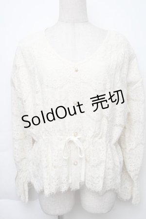 画像: axes femme / 総レースキャンディ袖プルオーバー  キナリ S-25-11-30-006-AX-BL-HR-ZS