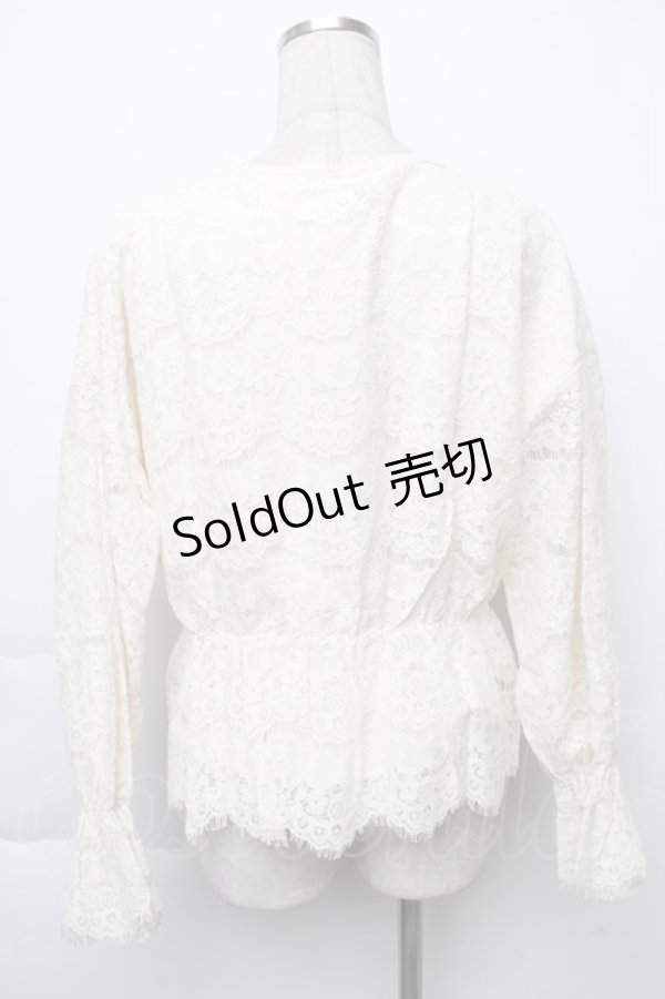 画像2: axes femme / 総レースキャンディ袖プルオーバー  キナリ S-25-11-30-006-AX-BL-HR-ZS (2)