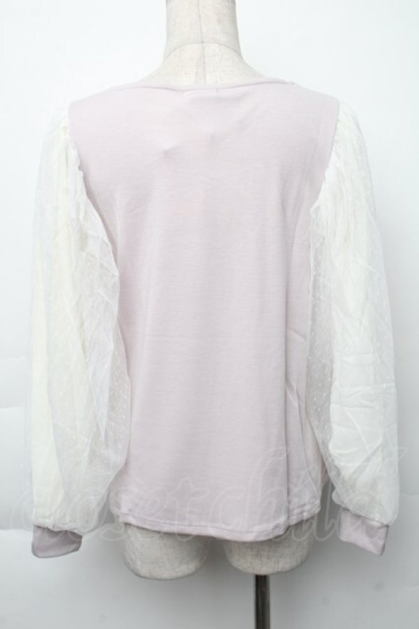 画像2: axes femme / ネックレス付袖チュールプルオーバー  ラベンダー S-25-11-30-012-AX-TO-HR-ZS (2)