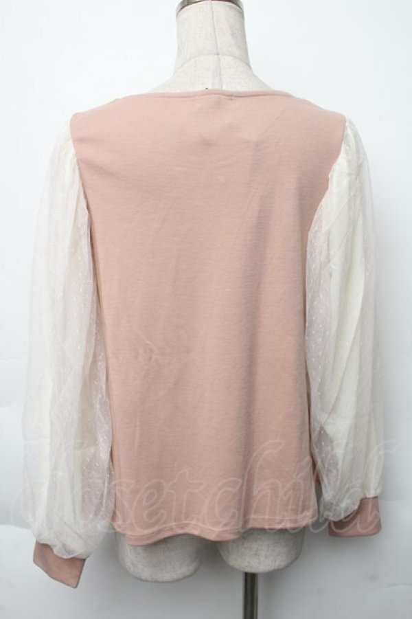画像2: axes femme / ネックレス付袖チュールプルオーバー  アワピンク S-25-11-30-013-AX-TO-HR-ZS (2)