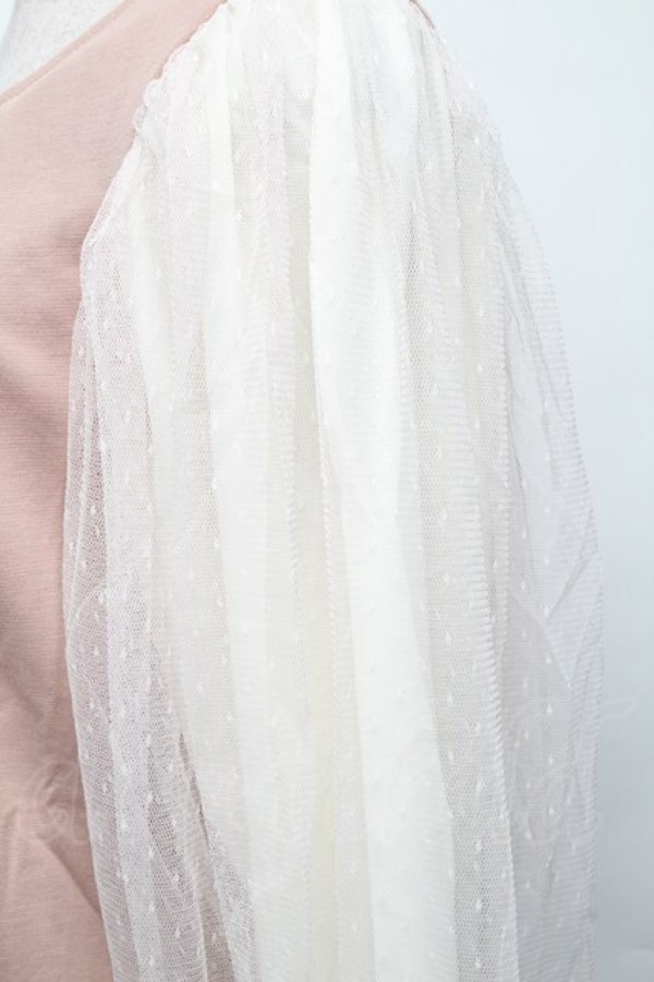 画像3: axes femme / ネックレス付袖チュールプルオーバー  アワピンク S-25-11-30-013-AX-TO-HR-ZS (3)